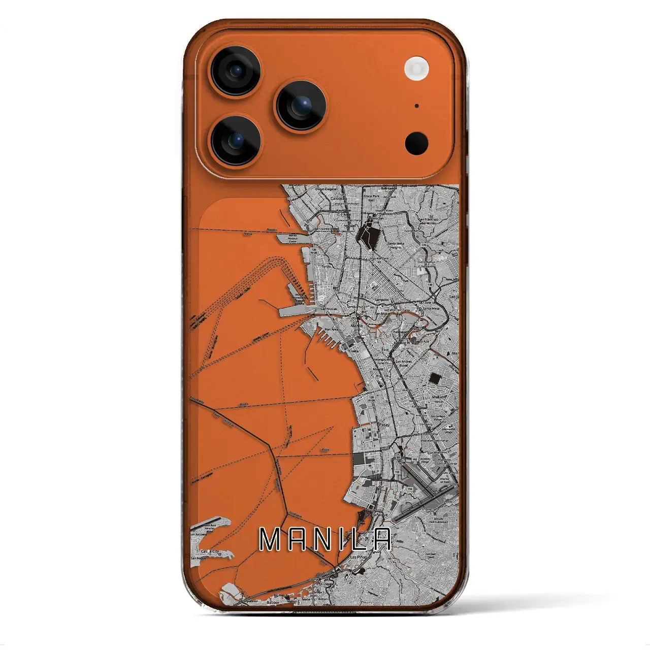 【マニラ（フィリピン）】地図柄iPhoneケース（クリアタイプ）モノトーン・iPhone 17 Pro Max 用