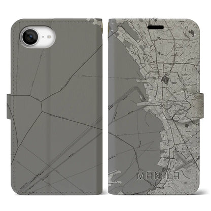 【マニラ（フィリピン）】地図柄iPhoneケース（手帳タイプ）