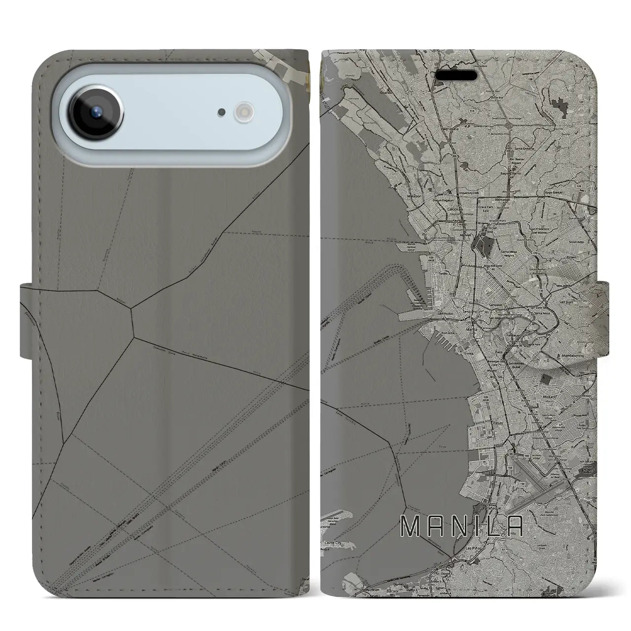 【マニラ（フィリピン）】地図柄iPhoneケース（手帳タイプ）