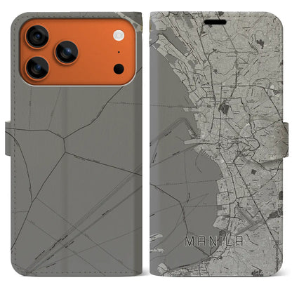 【マニラ（フィリピン）】地図柄iPhoneケース（手帳タイプ）