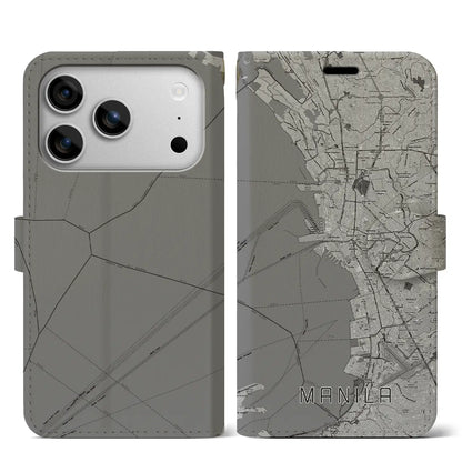 【マニラ（フィリピン）】地図柄iPhoneケース（手帳タイプ）