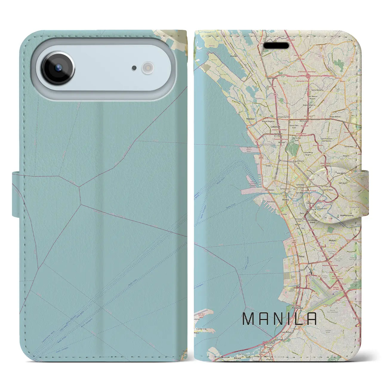 【マニラ（フィリピン）】地図柄iPhoneケース（手帳タイプ）