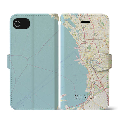 【マニラ（フィリピン）】地図柄iPhoneケース（手帳タイプ）ナチュラル・iPhone SE（第3 / 第2世代） / 8 / 7 / 6s / 6 用