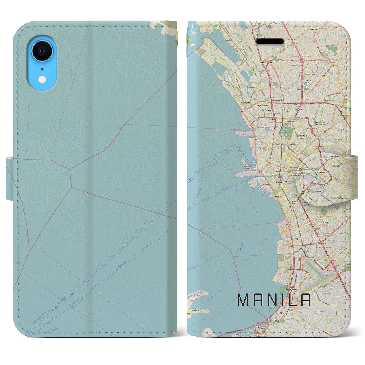【マニラ（フィリピン）】地図柄iPhoneケース（手帳タイプ）ナチュラル・iPhone XR 用