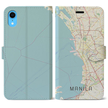 【マニラ（フィリピン）】地図柄iPhoneケース（手帳タイプ）ナチュラル・iPhone XR 用