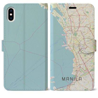 【マニラ（フィリピン）】地図柄iPhoneケース（手帳タイプ）ナチュラル・iPhone XS Max 用