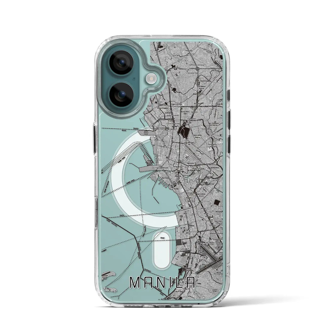 【マニラ(フィリピン)】地図柄iPhoneケース(MagSafeタイプ)モノトーン・iPhone 16 Pro 用