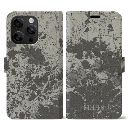 【まんのう（香川県）】地図柄iPhoneケース（手帳タイプ）モノトーン・iPhone 16 用