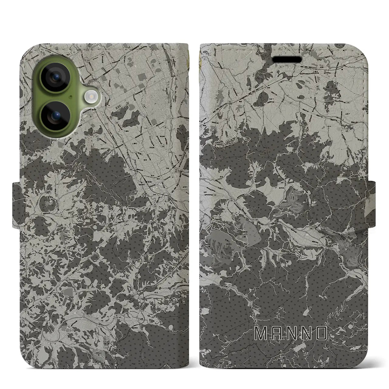 【まんのう（香川県）】地図柄iPhoneケース（手帳タイプ）