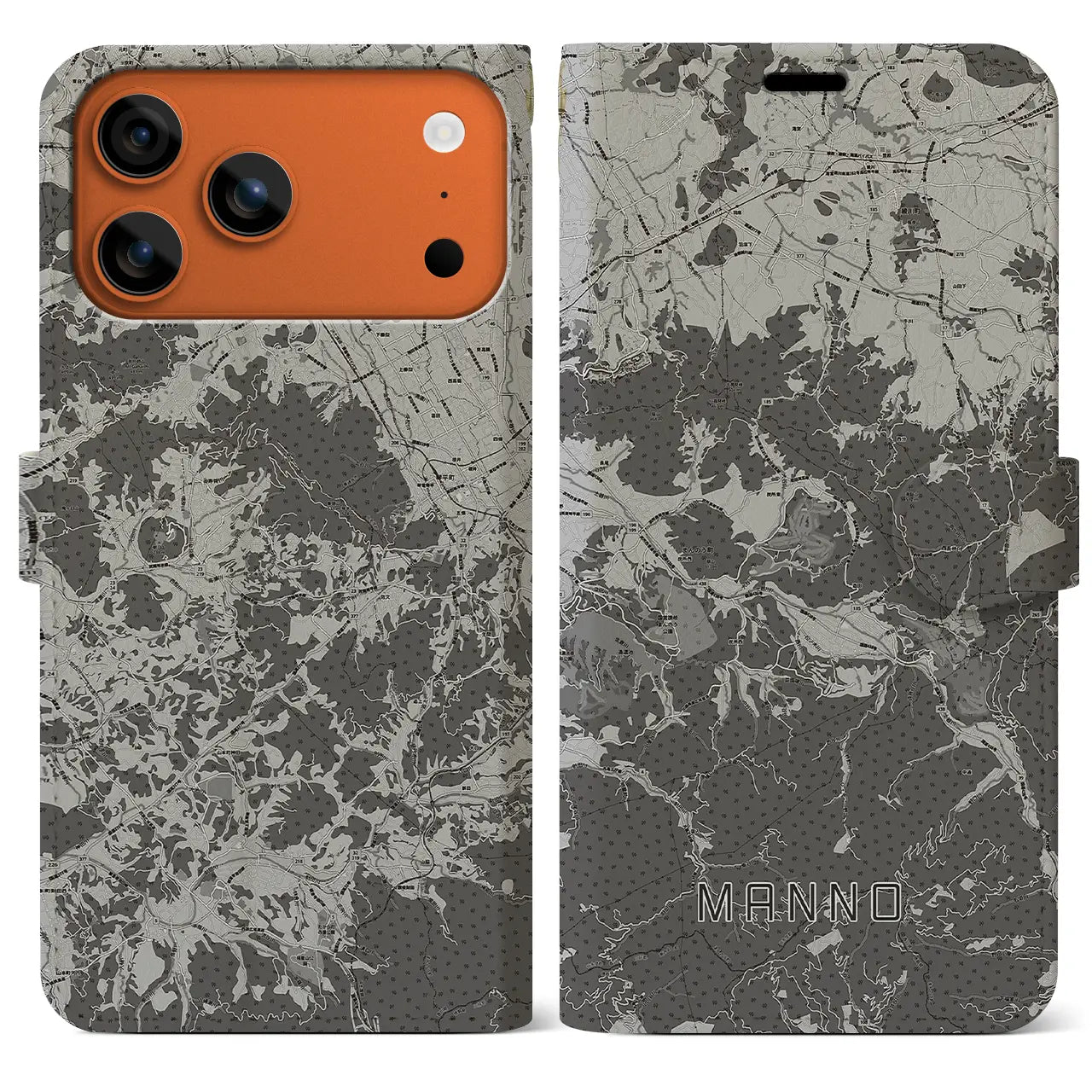 【まんのう（香川県）】地図柄iPhoneケース（手帳タイプ）