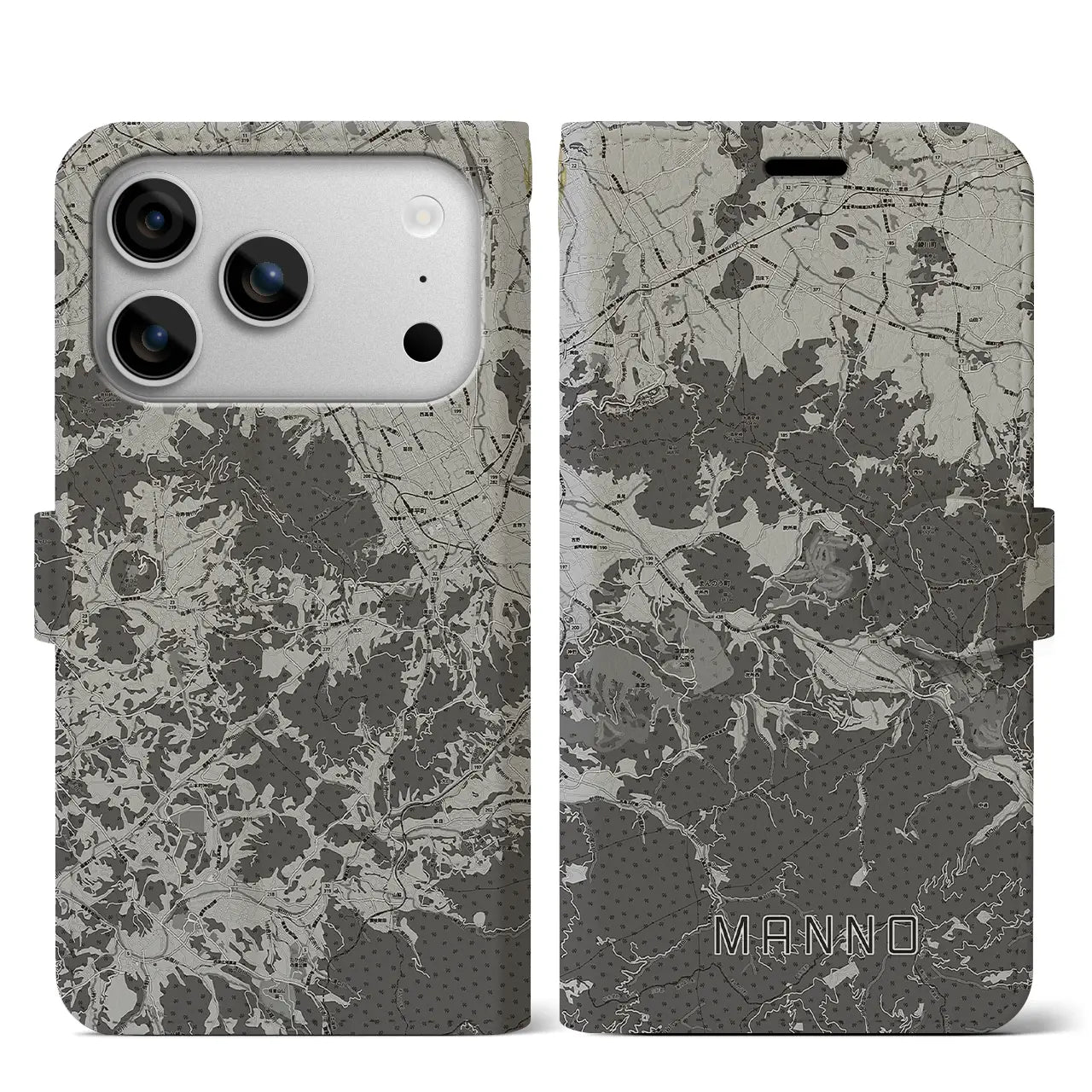 【まんのう（香川県）】地図柄iPhoneケース（手帳タイプ）