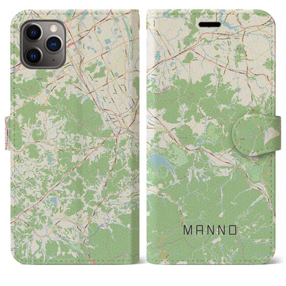 【まんのう（香川県）】地図柄iPhoneケース（手帳タイプ）ナチュラル・iPhone 11 Pro Max 用