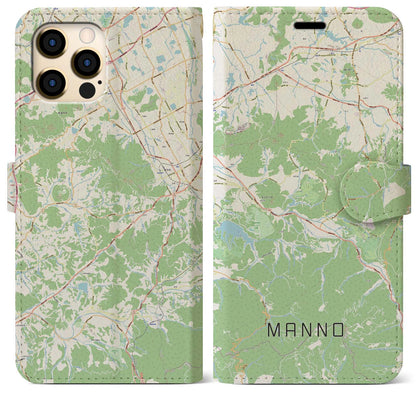 【まんのう（香川県）】地図柄iPhoneケース（手帳タイプ）ナチュラル・iPhone 12 Pro Max 用