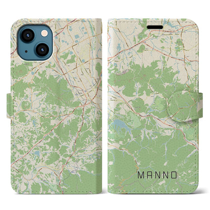 【まんのう（香川県）】地図柄iPhoneケース（手帳タイプ）ナチュラル・iPhone 13 用