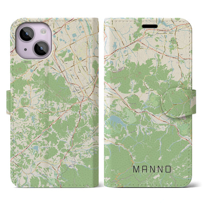 【まんのう（香川県）】地図柄iPhoneケース（手帳タイプ）ナチュラル・iPhone 14 用