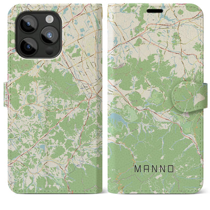 【まんのう（香川県）】地図柄iPhoneケース（手帳タイプ）ナチュラル・iPhone 15 Pro Max 用