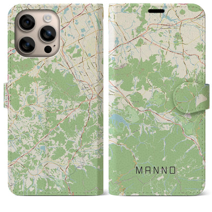 【まんのう（香川県）】地図柄iPhoneケース（手帳タイプ）ナチュラル・iPhone 16 Plus 用