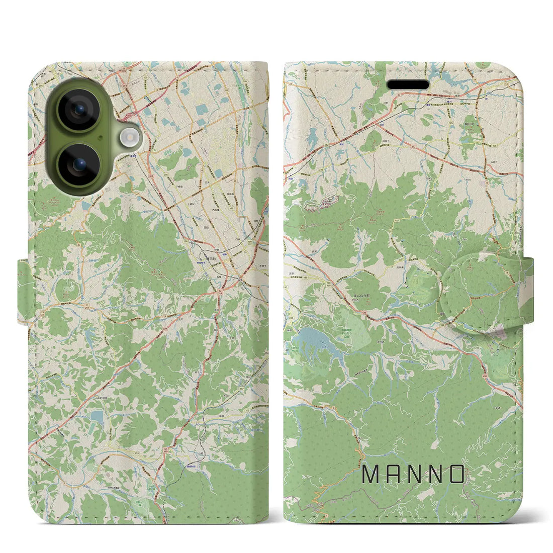 【まんのう（香川県）】地図柄iPhoneケース（手帳タイプ）モノトーン・iPhone 17 Pro Max 用