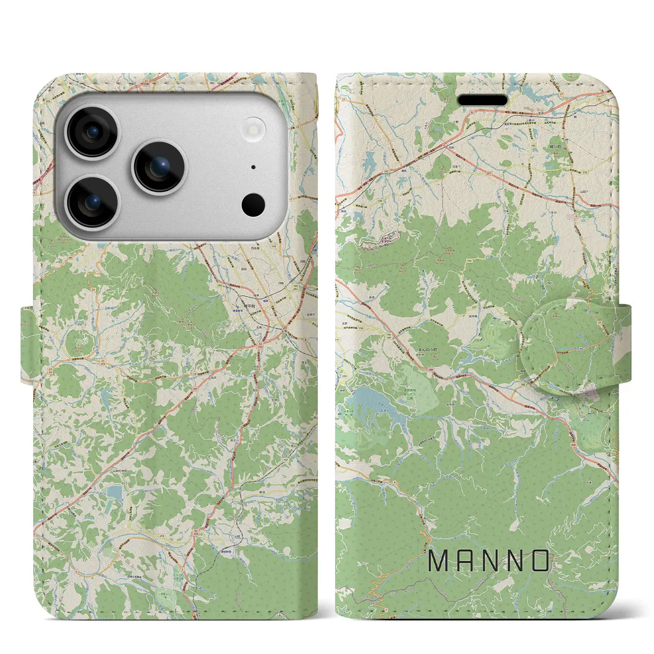 【まんのう（香川県）】地図柄iPhoneケース（手帳タイプ）