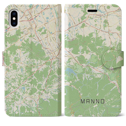 【まんのう（香川県）】地図柄iPhoneケース（手帳タイプ）ナチュラル・iPhone XS Max 用