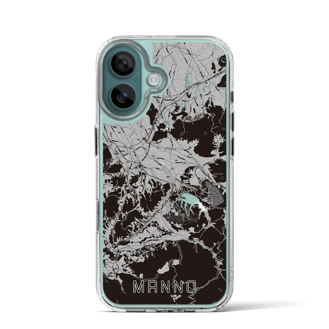 【まんのう(香川県)】地図柄iPhoneケース(MagSafeタイプ)モノトーン・iPhone 16 Pro 用