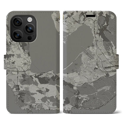 【マリニャーヌ（フランス）】地図柄iPhoneケース（手帳タイプ）モノトーン・iPhone 16 用