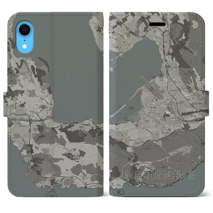 【マリニャーヌ（フランス）】地図柄iPhoneケース（手帳タイプ）モノトーン・iPhone XR 用