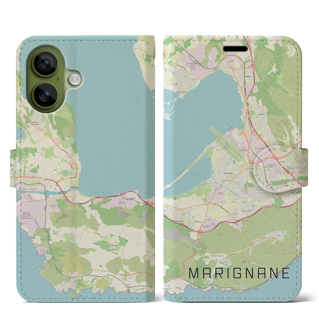 【マリニャーヌ(フランス)】地図柄iPhoneケース(手帳タイプ)モノトーン・iPhone 17 Pro Max 用