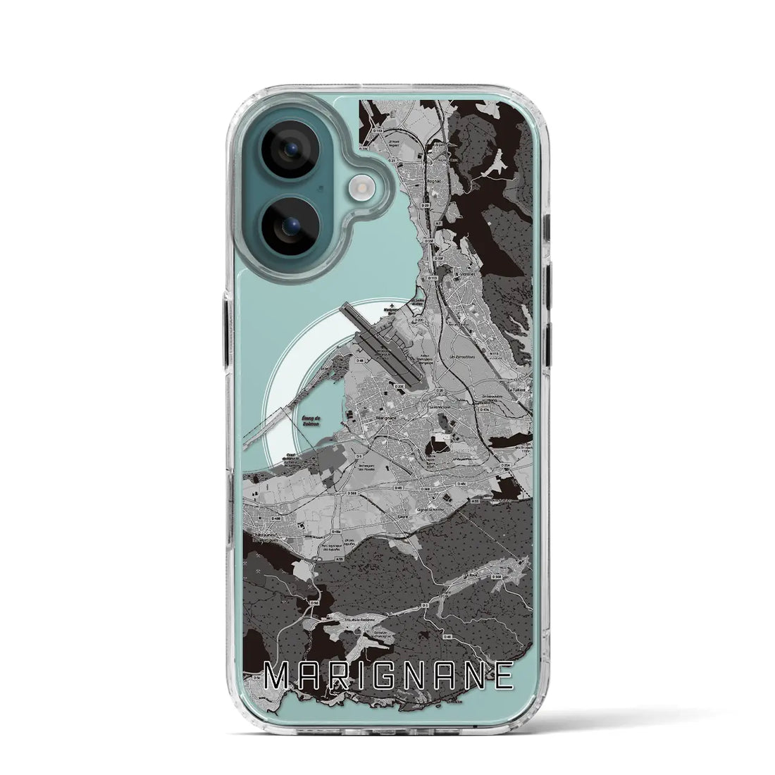 【マリニャーヌ(フランス)】地図柄iPhoneケース(MagSafeタイプ)モノトーン・iPhone 16 Pro 用