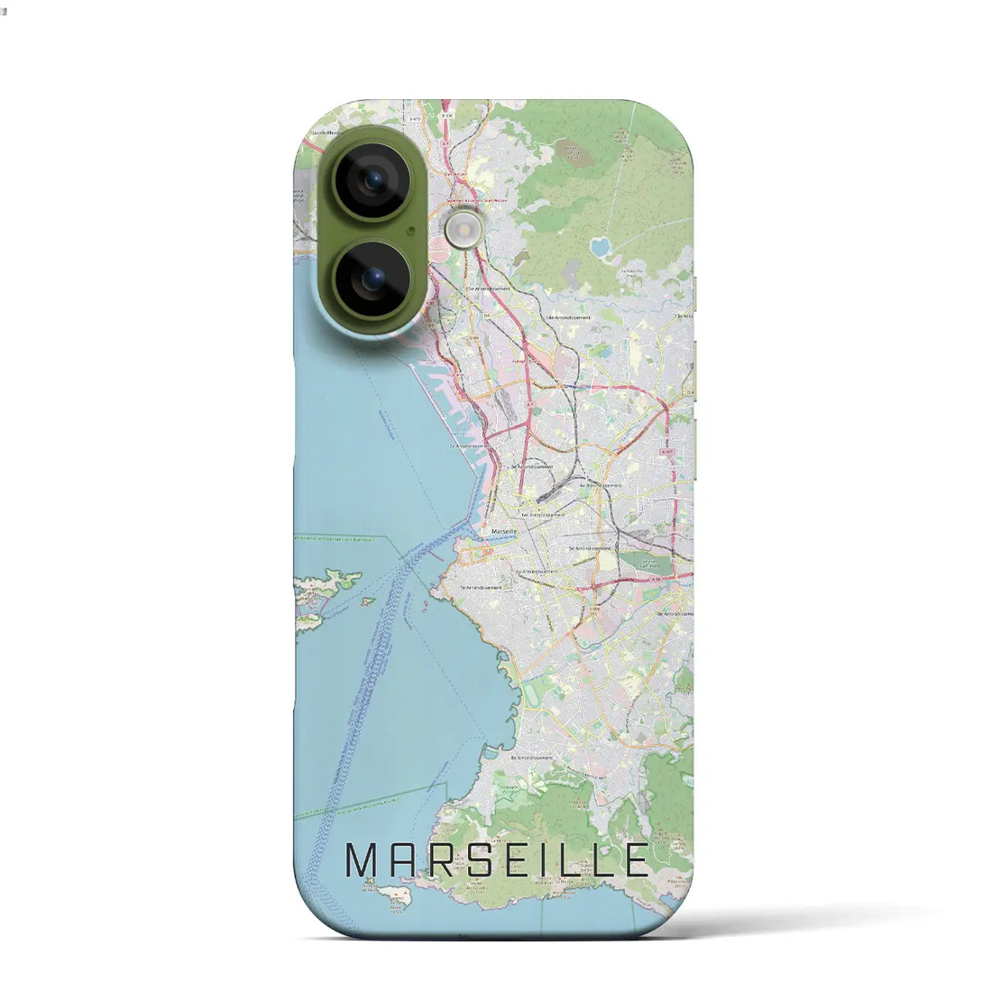【マルセイユ(フランス)】地図柄iPhoneケース(バックカバータイプ)ブラック・iPhone 17 Pro Max 用
