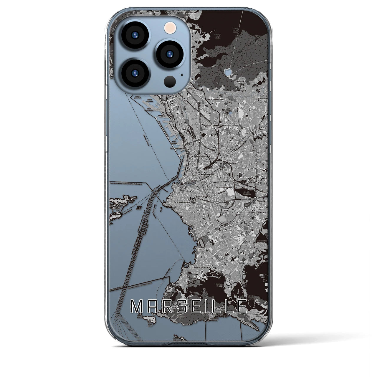 【マルセイユ（フランス）】地図柄iPhoneケース（クリアタイプ）