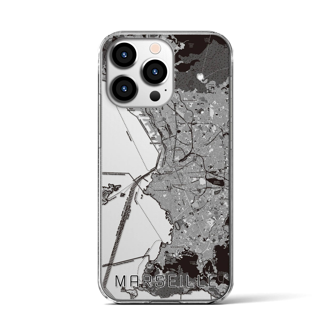 【マルセイユ（フランス）】地図柄iPhoneケース（クリアタイプ）