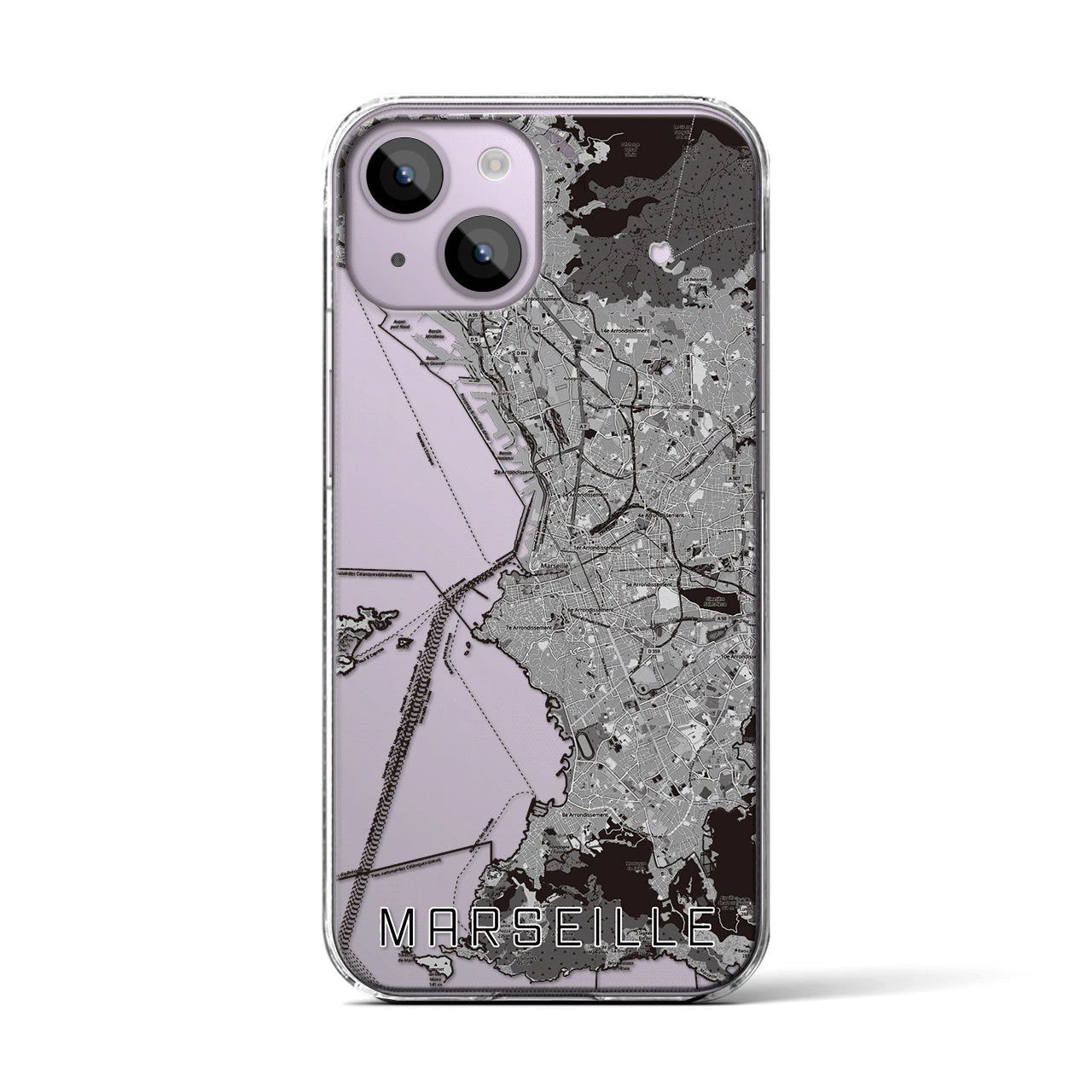 【マルセイユ（フランス）】地図柄iPhoneケース（クリアタイプ）