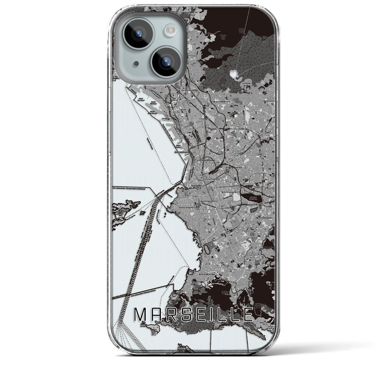 【マルセイユ（フランス）】地図柄iPhoneケース（クリアタイプ）