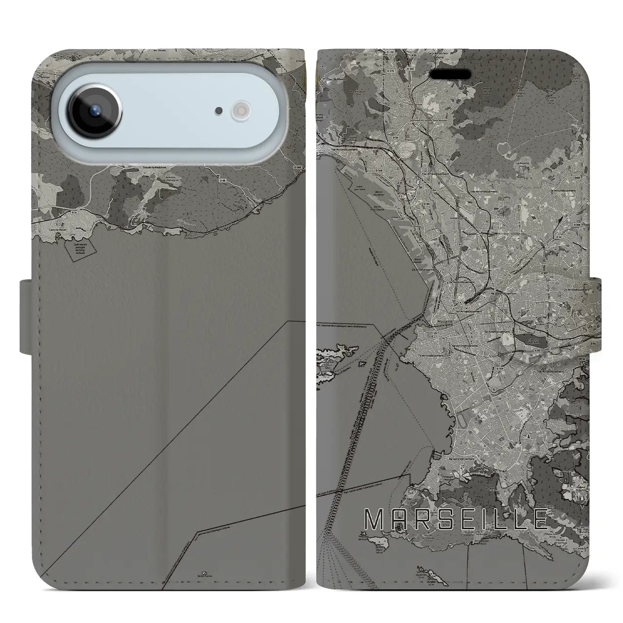 【マルセイユ（フランス）】地図柄iPhoneケース（手帳タイプ）