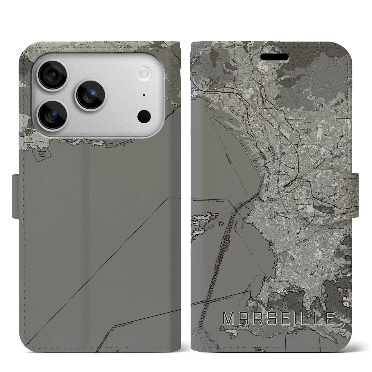 【マルセイユ（フランス）】地図柄iPhoneケース（手帳タイプ）