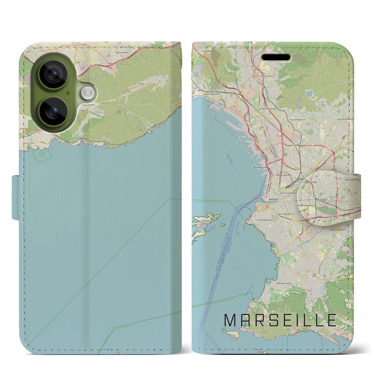 【マルセイユ（フランス）】地図柄iPhoneケース（手帳タイプ）