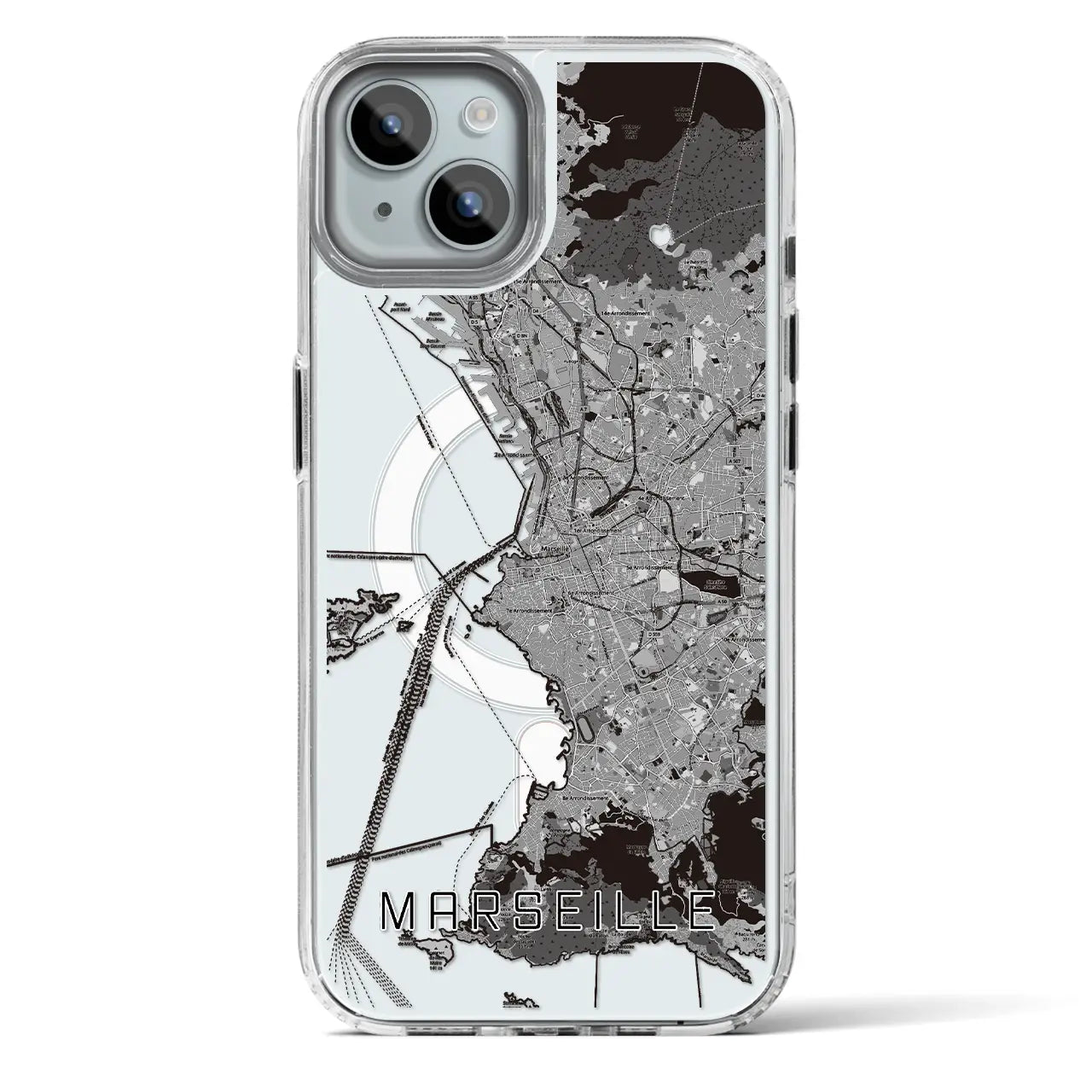 【マルセイユ（フランス）】地図柄iPhoneケース（MagSafeタイプ）