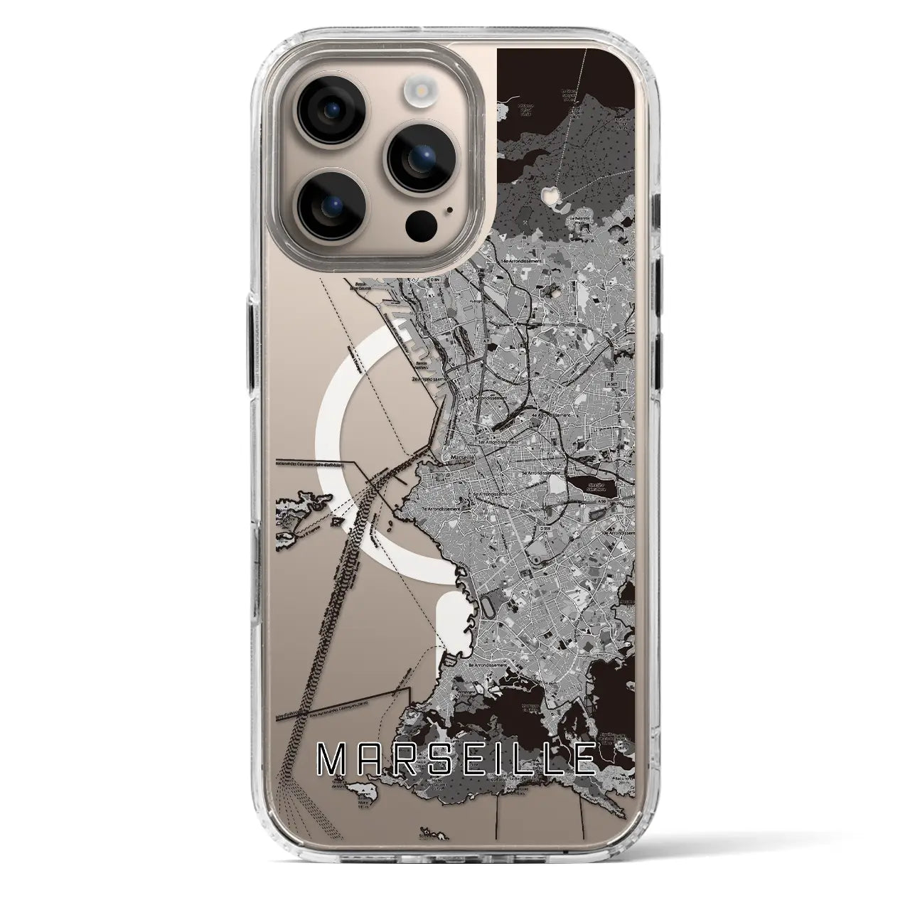 【マルセイユ（フランス）】地図柄iPhoneケース（MagSafeタイプ）