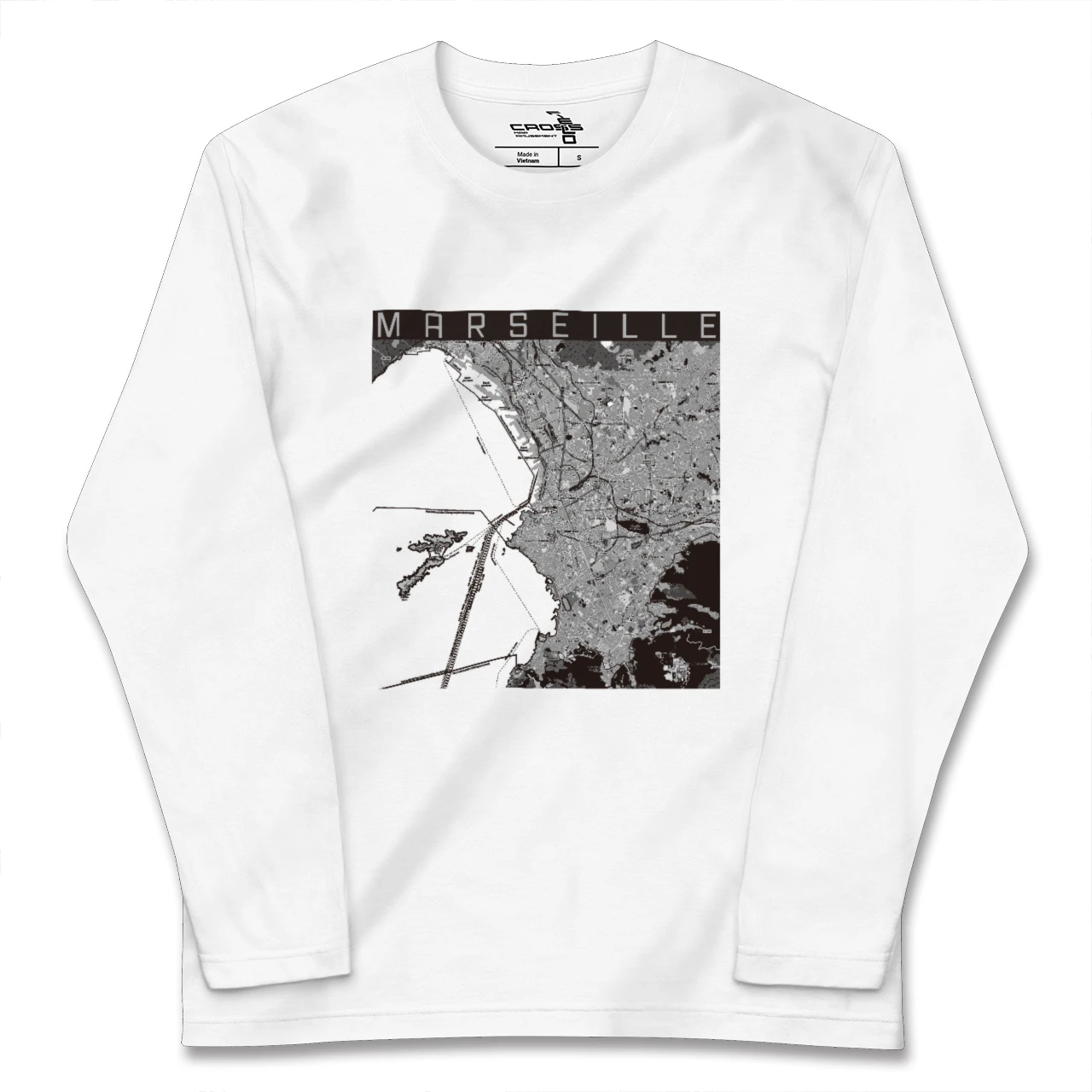 【マルセイユ（フランス）】地図柄ロングスリーブTシャツ