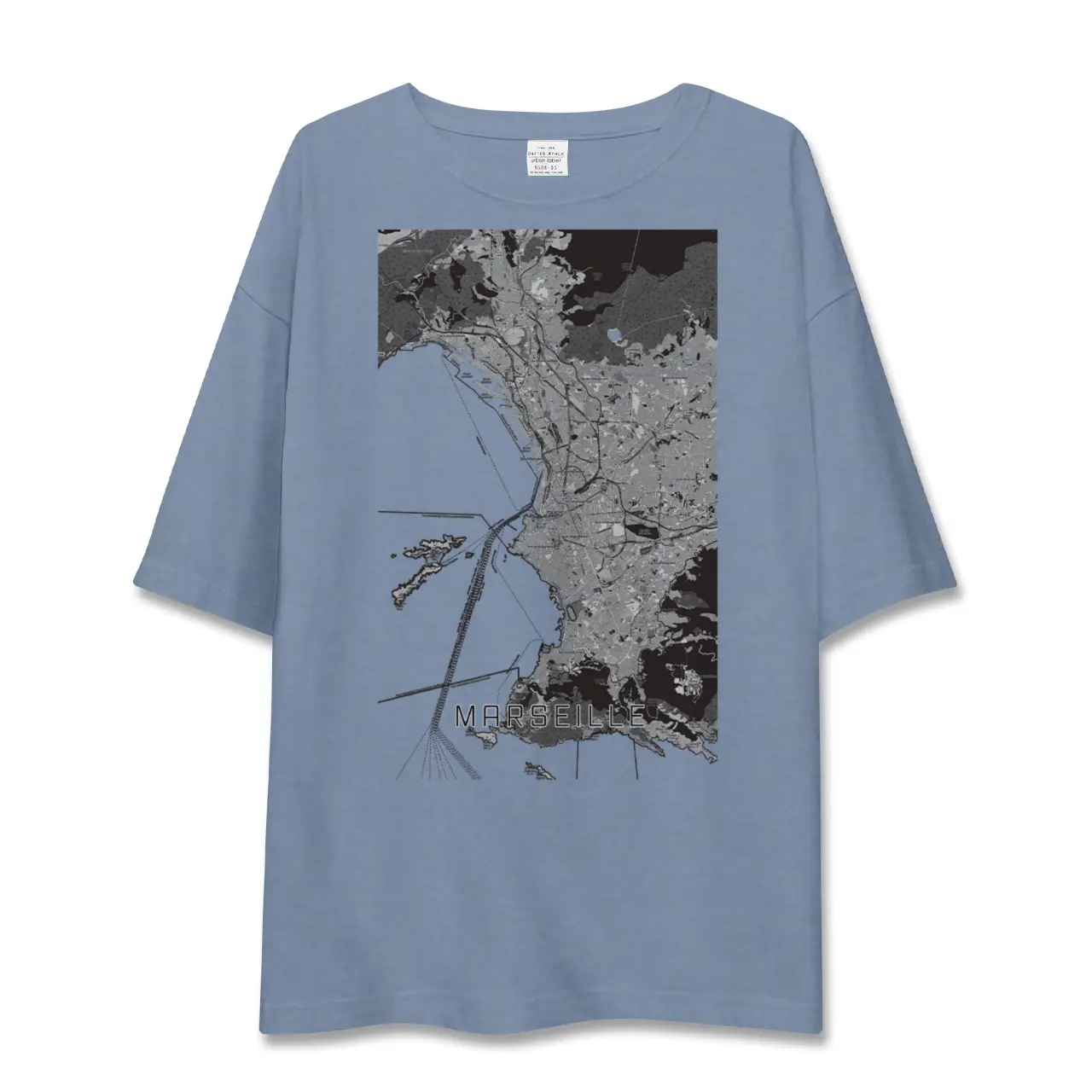 【マルセイユ（フランス）】地図柄ビッグシルエットTシャツ