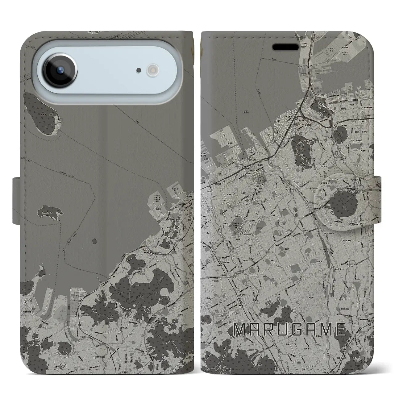 【丸亀（香川県）】地図柄iPhoneケース（手帳タイプ）