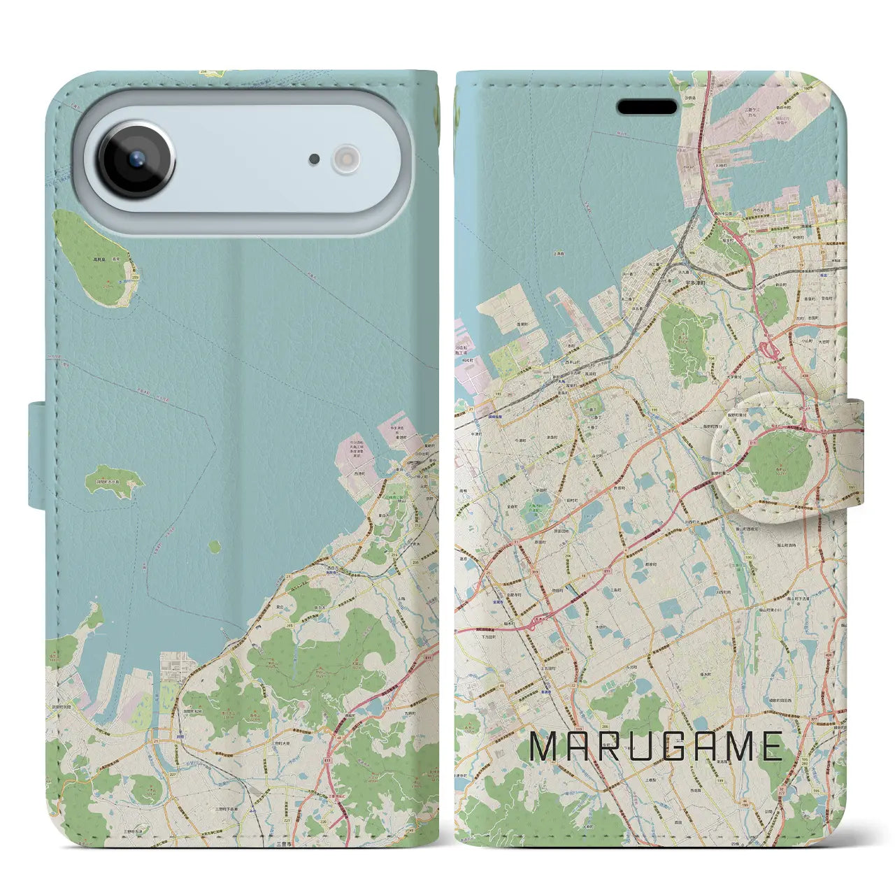 【丸亀（香川県）】地図柄iPhoneケース（手帳タイプ）