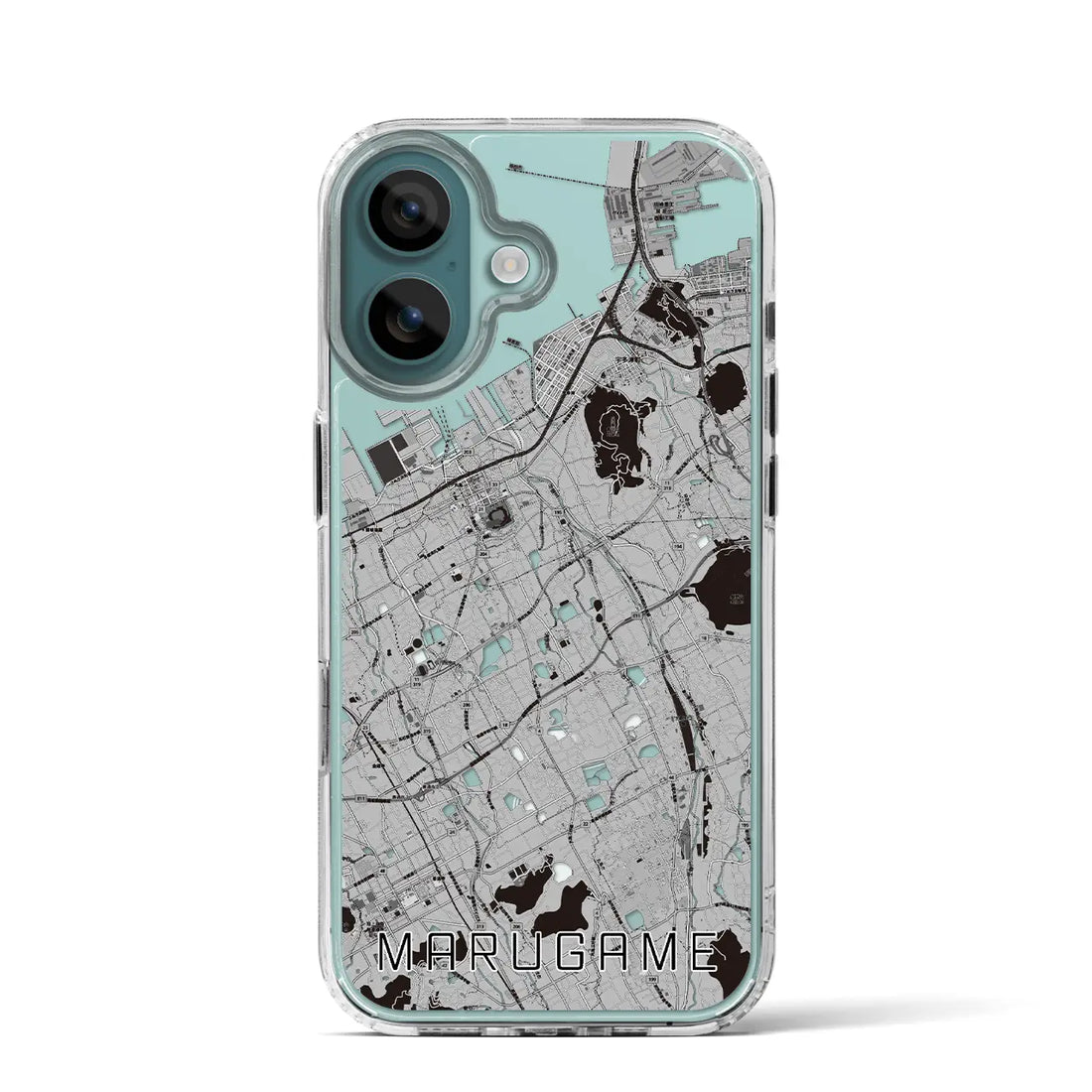 【丸亀（香川県）】地図柄iPhoneケース（MagSafeタイプ）モノトーン・iPhone 16 Pro 用