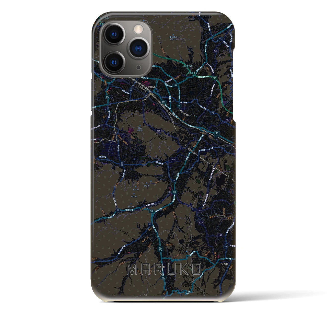 【丸子（長野県）】地図柄iPhoneケース（バックカバータイプ）