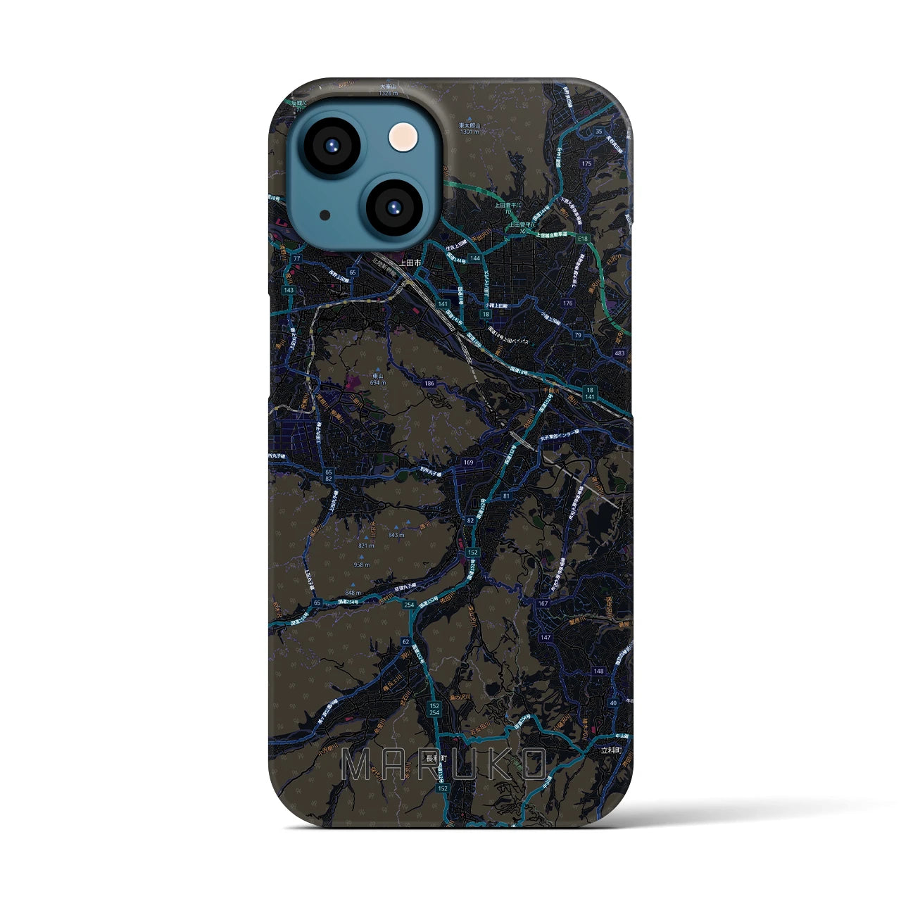 【丸子（長野県）】地図柄iPhoneケース（バックカバータイプ）
