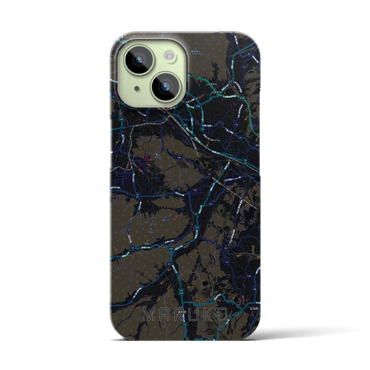 【丸子（長野県）】地図柄iPhoneケース（バックカバータイプ）
