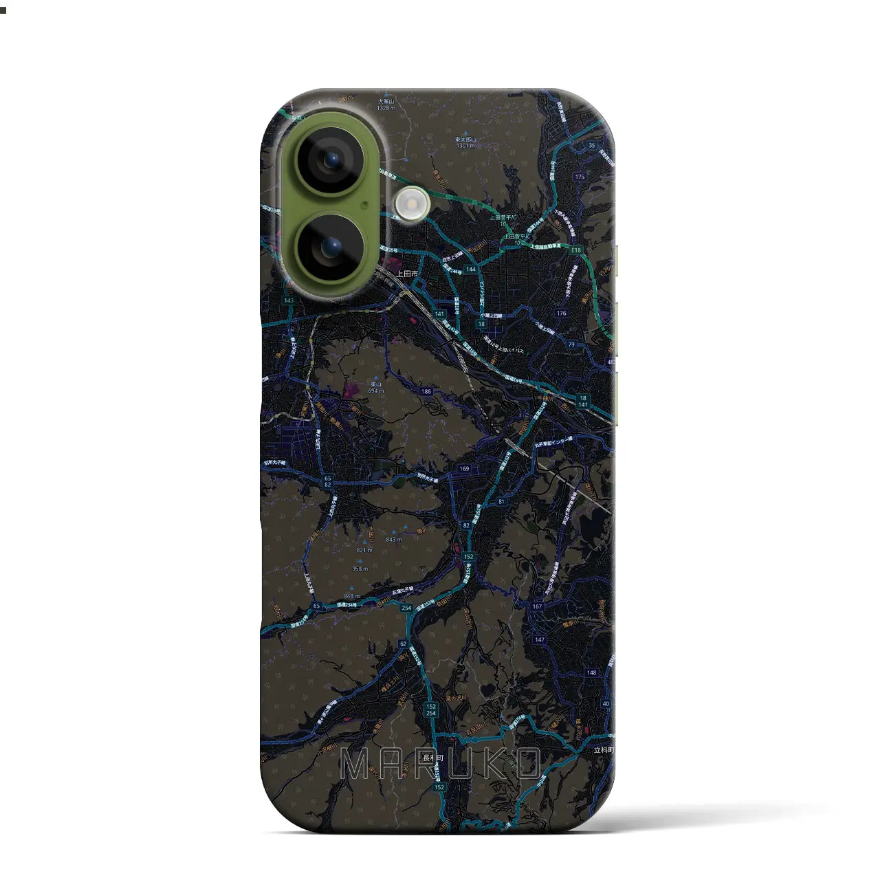 【丸子（長野県）】地図柄iPhoneケース（バックカバータイプ）