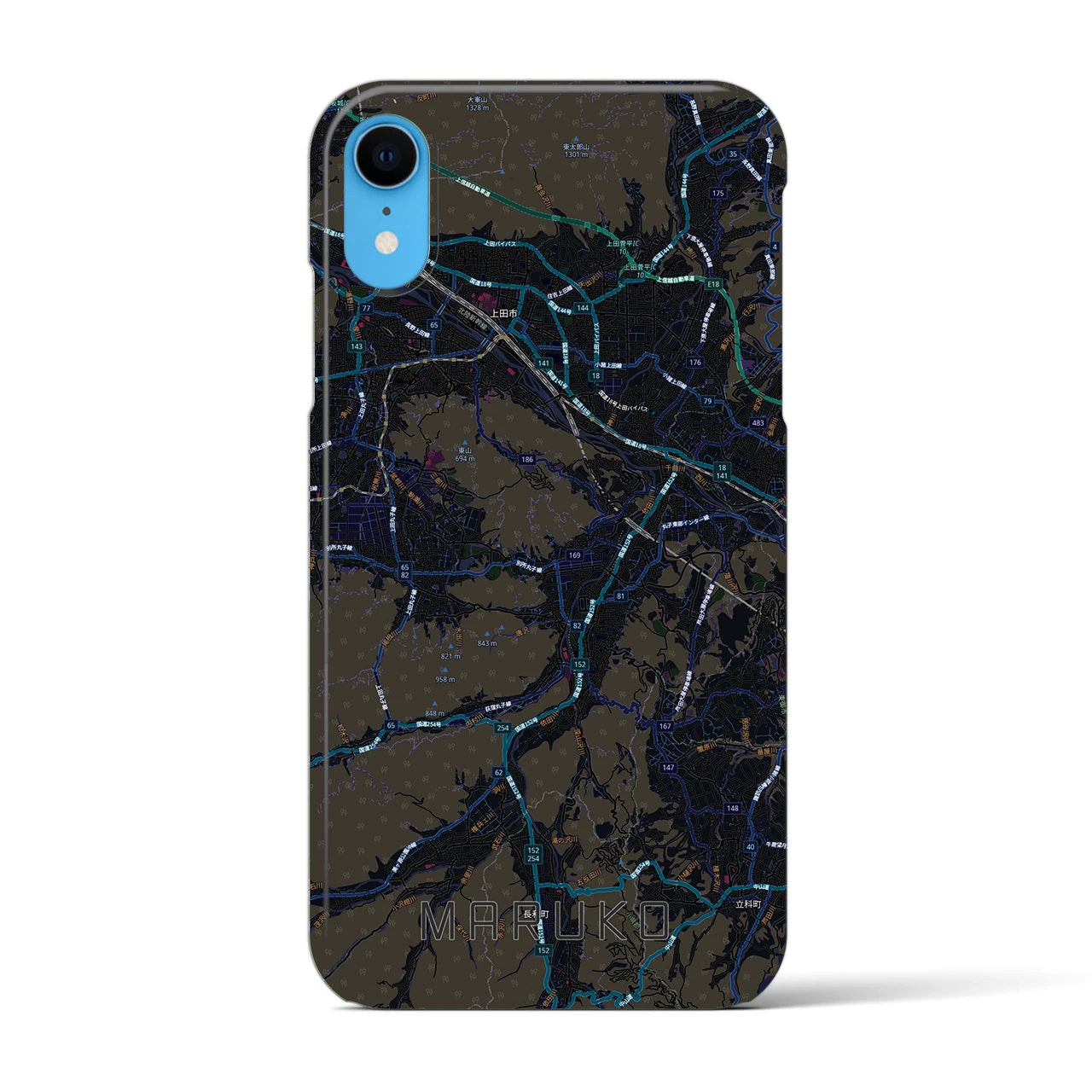 【丸子（長野県）】地図柄iPhoneケース（バックカバータイプ）