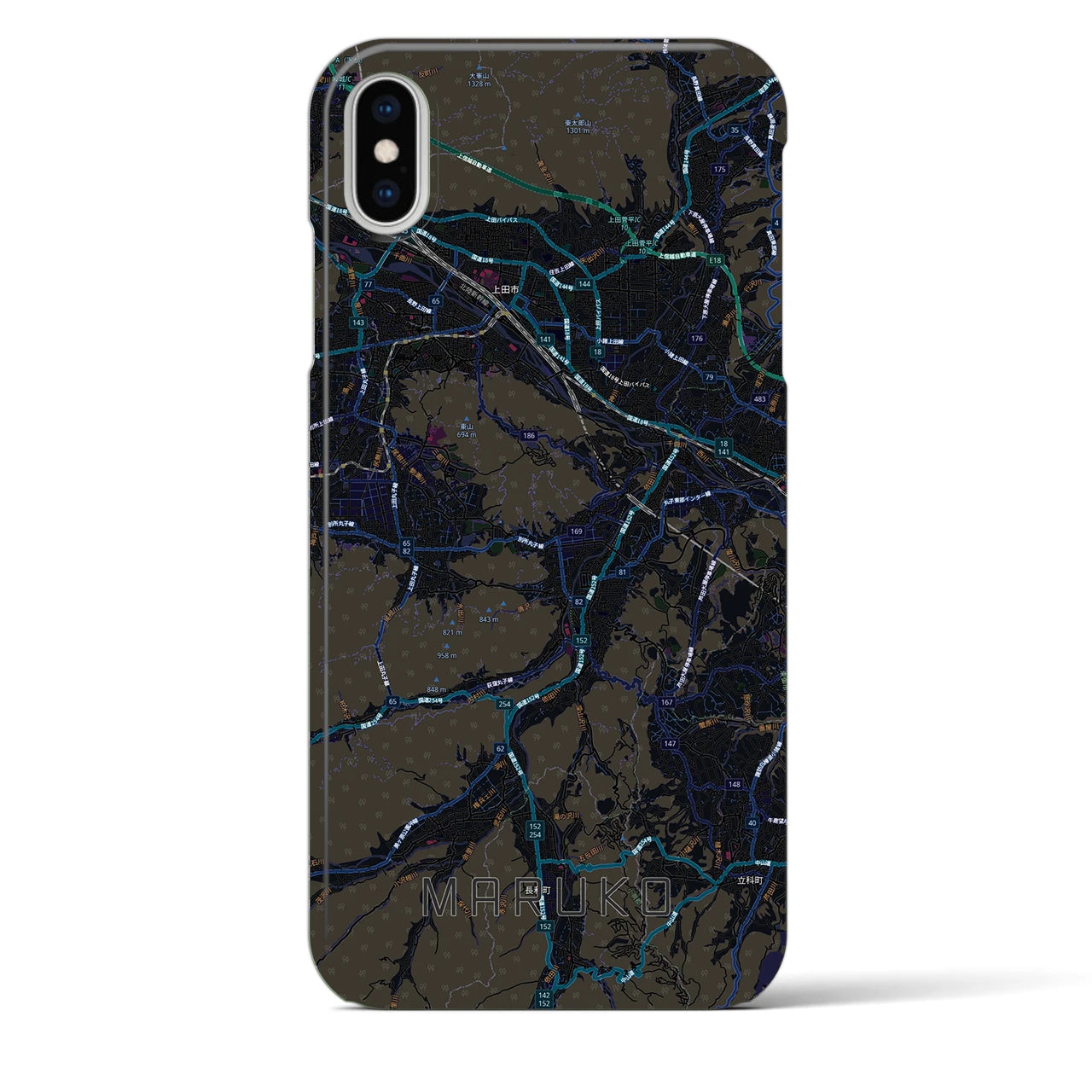 【丸子（長野県）】地図柄iPhoneケース（バックカバータイプ）